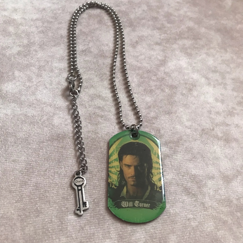 VTG Disney Orlando Bloom Will Turner Pirates of the Caribbean Dog Tag Necklace
